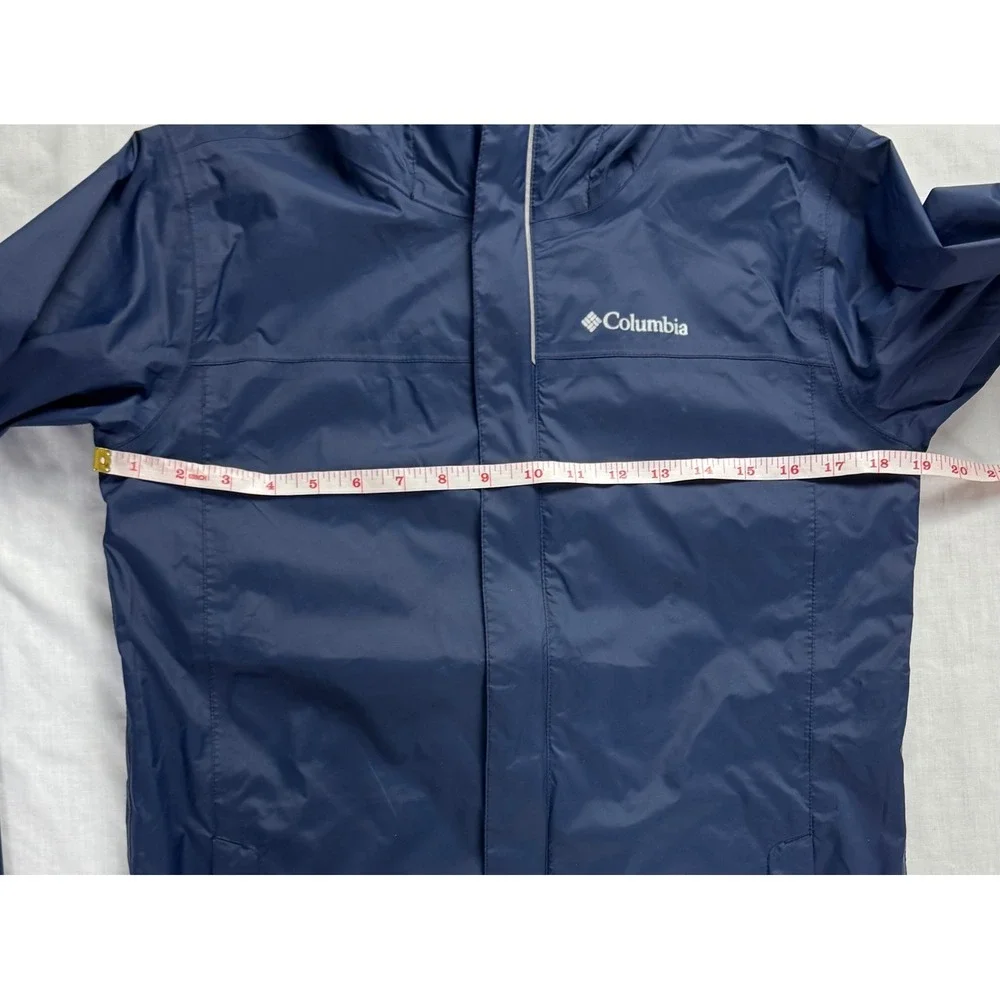 Columbia Kids Navy Blue Omni-Tech Waterproof Rain Jacket Hooded Large 14/16
